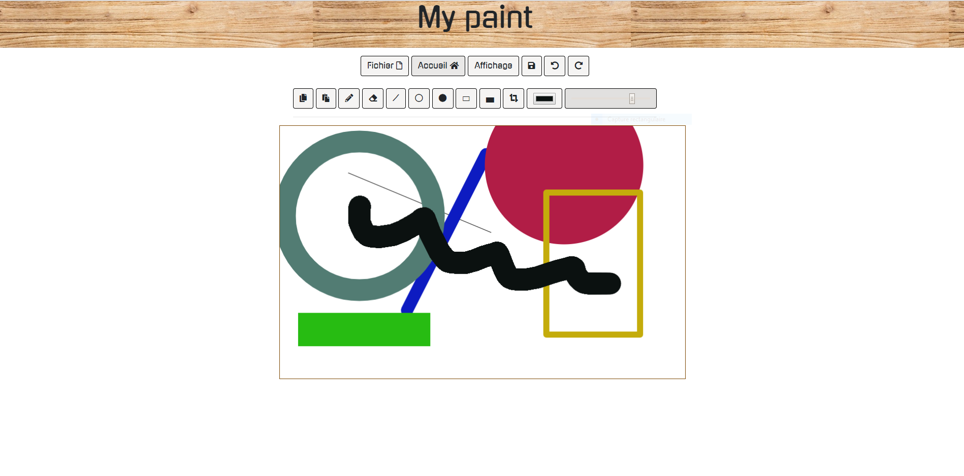 Card image capture de l'interface de l'outil paint